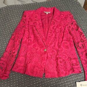 NWT Nanette Lepore Fuchsia Lace Blazer, size small